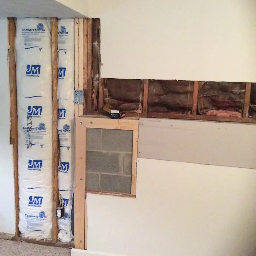 Wall insulation replacement during Basement Flood Cleanup in Midway